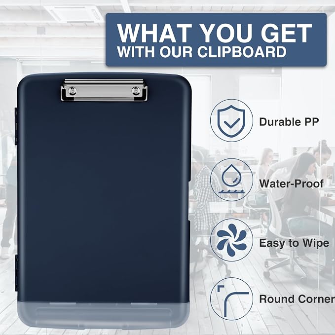 Sooez Clipboard with Storage, Clip Board 8.5 x 11 with Pen Holder, Plastic - Image 4
