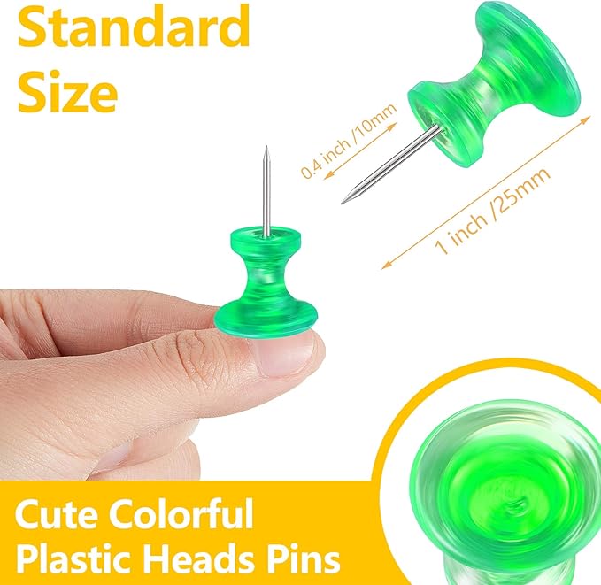 Outus 100 Pcs Giant Push Pins Large Thumb Tacks Plastic Heads 1 Inch Jumbo Push - Image 2