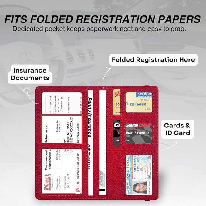 LINTRU 6-Pocket Car Registration & Insurance Card Holder - Image 2
