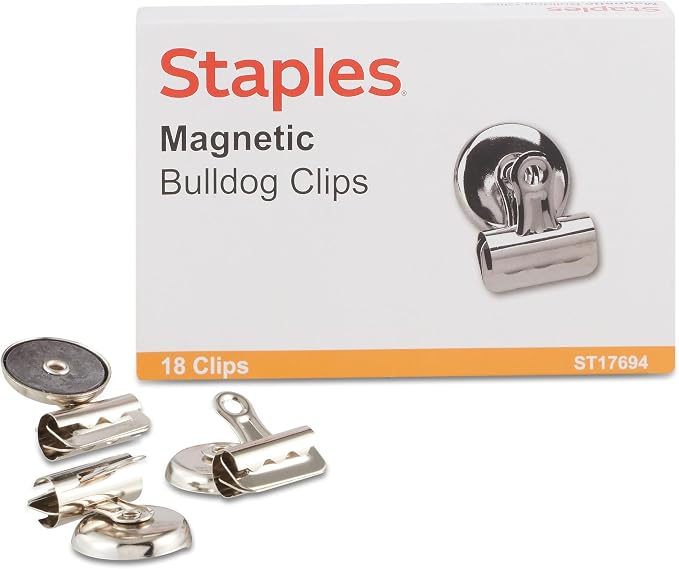 Staples Magnetic Bulldog Clips, 1.25" Width, Metallic Finish, 54 Pack – by Staples