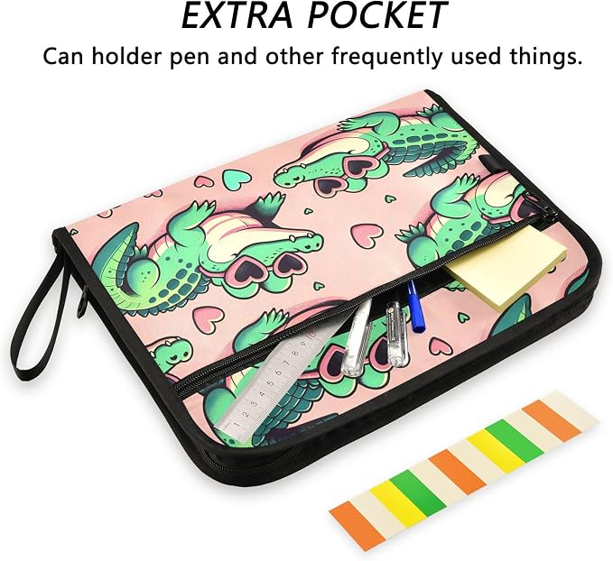 Expanding File Folder Alligator Crocodiles Pink Accordion File Organizer 13 - Image 6