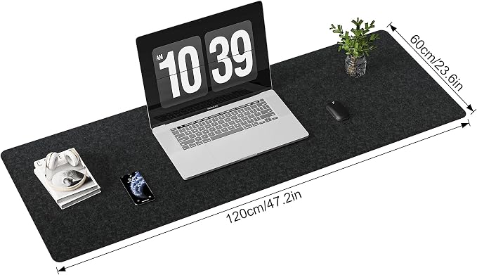 Large Felt Desk Mat, 47.2"x 23.6", Non-Slip Desk Pad - Image 2