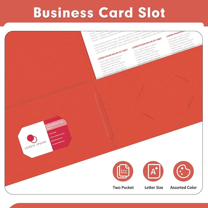 Two Pocket Folders, PANDRI 50 Pack 2 Pocket Folders, Letter Size Paper File - Image 5