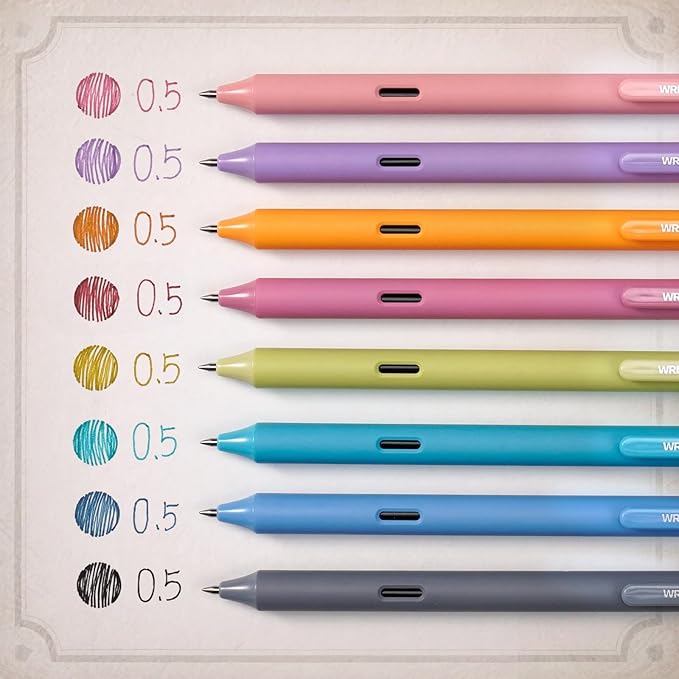 WRITECH Fine Point Gel Pens: 8ct 0.5mm Multi Colored Ink Colors Retractable Pen - Image 3