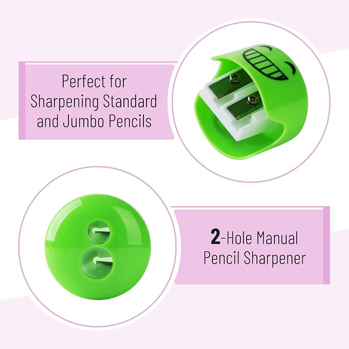 Mr. Pen- Pencil Sharpeners Manual, 6 Pack, Dual Hole | Smiley Handheld Pencil - Image 3