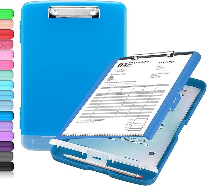 Sooez Clipboard with Storage, Clip Board 8.5 x 11 with Pen Holder, Plastic by Sooez