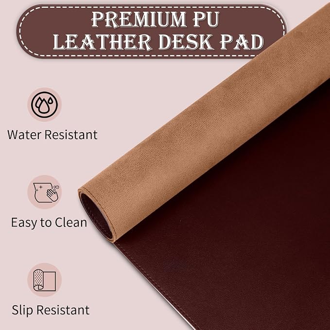 Large Desk Mat 35.4" x 17", PU Leather Desk Pad Protector, Non-Slip Large Mouse - Image 4