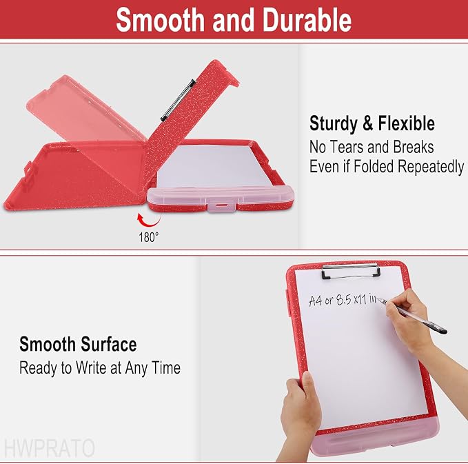 HWPRATO Glitter Clipboard with Storage, Clip Boards 8.5x11 with Pen Holder - Image 6