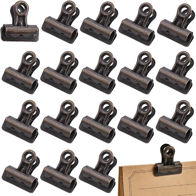CRASPIRE 20Pcs Bronze Bulldog Clips Mini Vintage Metal Binder Hinge Antique by CRASPIRE