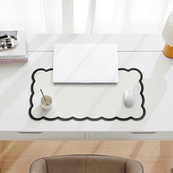 Scalloped Desk Mat, 23.6" x 11.8" Cute Small Aesthetic Desk Accessories - Image 3
