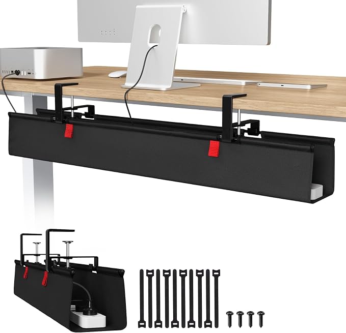 Univivi No Drill Under Desk Cable Management Tray, Clamp/Screw Mount Desk Cable by Univivi