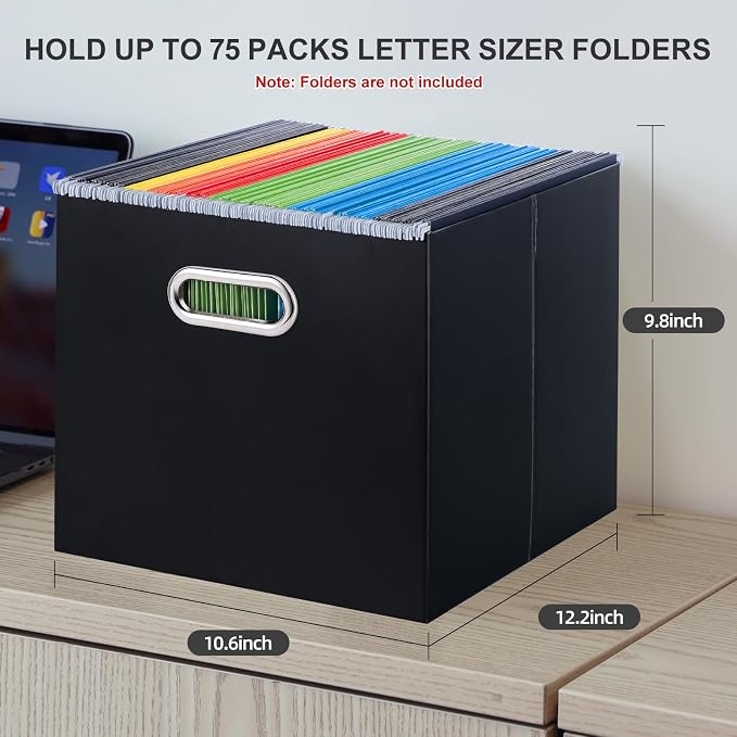 Oterri File Organizer Box, Portable Collapsible Cardboard File Folder Organizer - Image 2