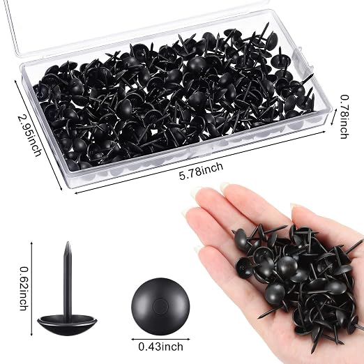 Outus 200 Pcs Black Upholstery Tacks 7/16 Inch Decorative Furniture Tacks Thumb - Image 3