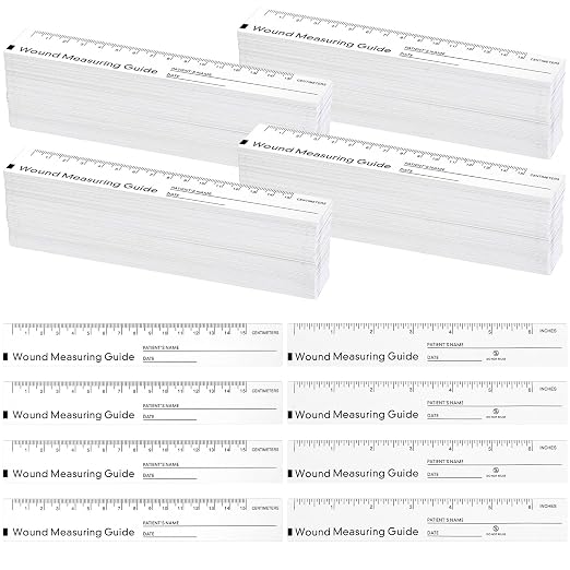 100 Pcs Wound Ruler 6 Inch Wound Measuring Tape Paper Guide Ruler Double Sided by Janlaugh