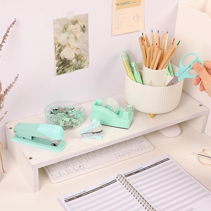 SKYDUE Teal Office Supplies Set, Office Desk Accessories 10Pcs, Pencil Holder - Image 5