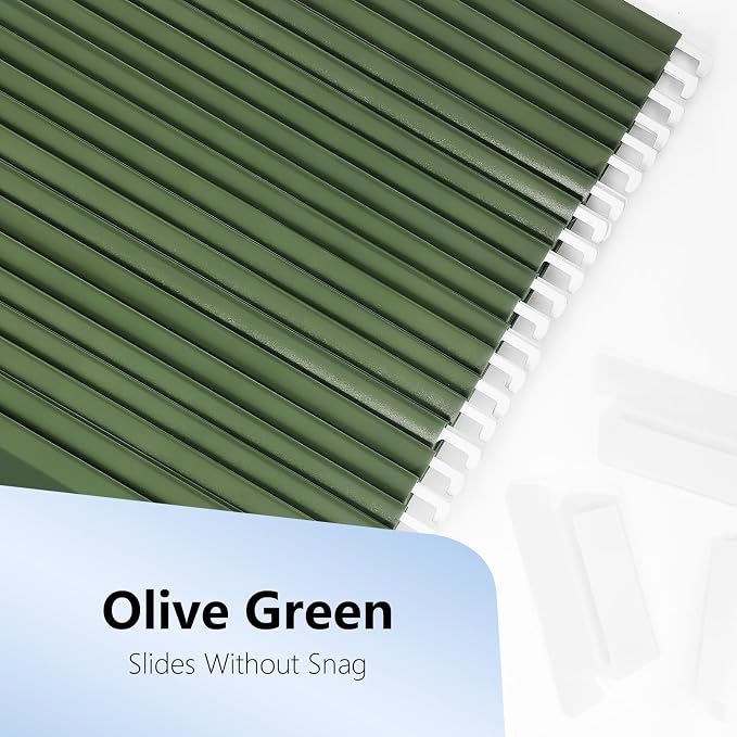 Plastic Hanging File Folders, 24 Pack Olive Hanging Folders，Letter Size - Image 2