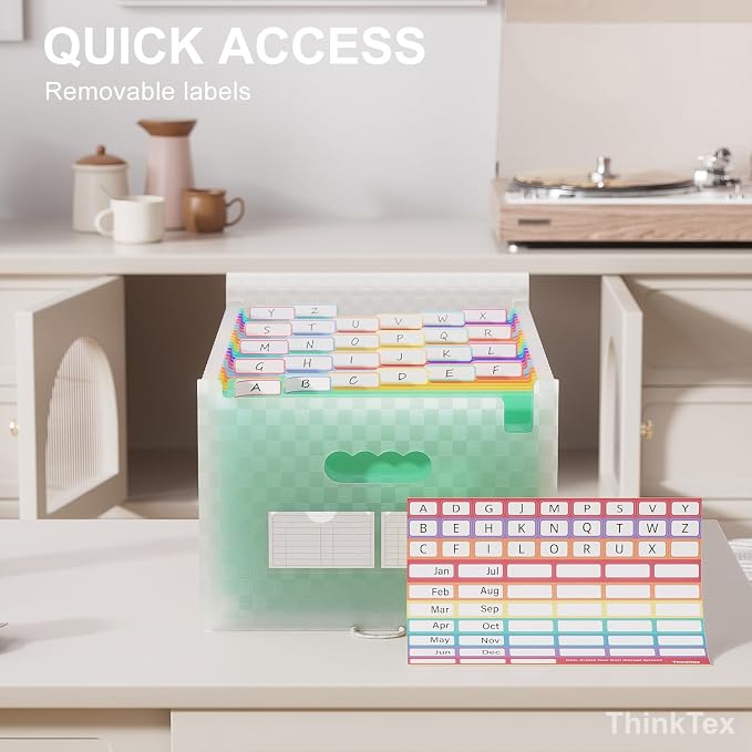 ThinkTex Accordion File Organizer, 26 Pockets Expanding File Folders, Monthly - Image 4