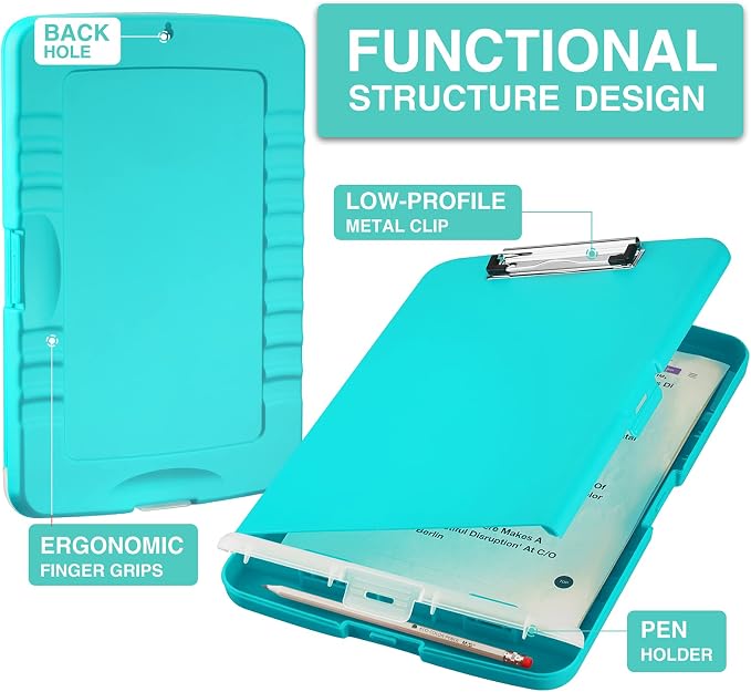 Sooez Clipboard with Storage, Clip Board 8.5 x 11 with Pen Holder, Plastic - Image 2