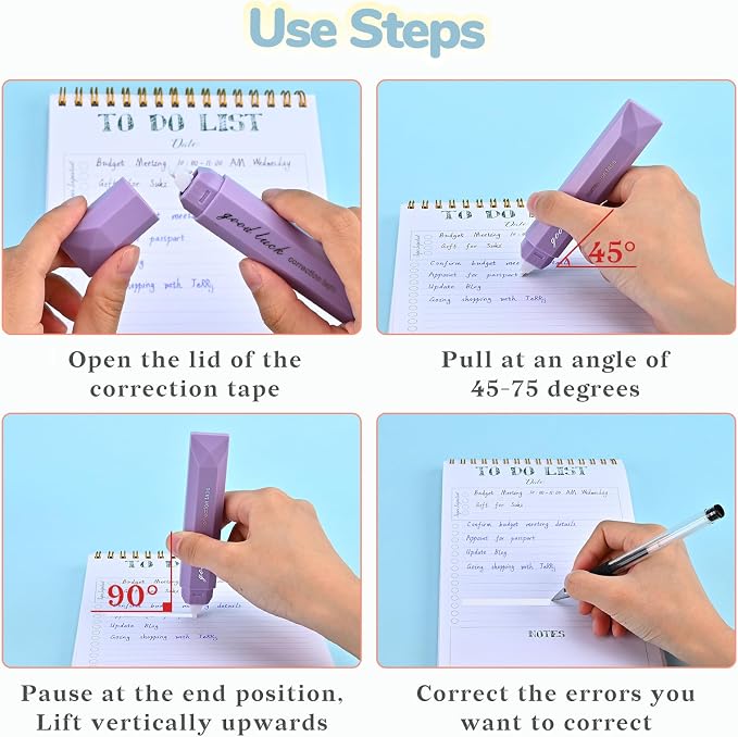 Temiary 5 Pcs White Correction Tapes, Aesthetic Correction Tape Pens Smooth - Image 4