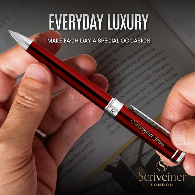 Scriveiner Personalized Deep Crimson Red Ballpoint Pen - Image 5