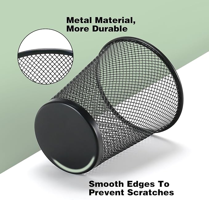 12 Packs Pen Holders, Mesh Pen Cup, Metal Pencil Holders - Image 3