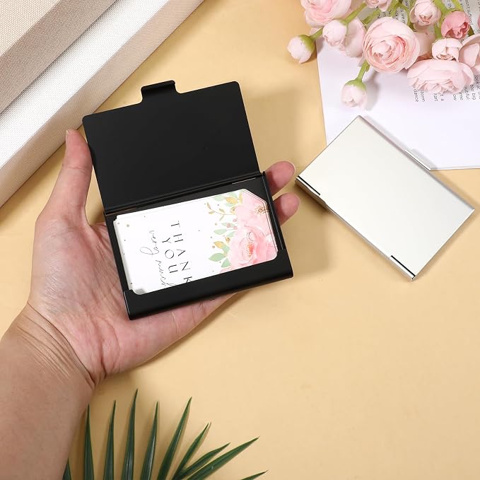 2 Pcs Business Card Holder for Purse, Aluminum Alloy Metal Pocket Business Card - Image 7