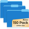 SUNEE File Folders, 150 Pack Manilla Folders 8.5 x 11, Colored File Folders by SUNEE