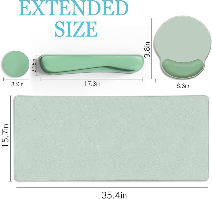 LIMKRIAN Sage Green Mouse Pad Set, Complete XXL Desk Mat - Image 6