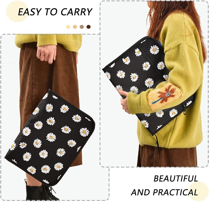 Expanding File Folder White Daisy Flower Black Accordion File Organizer 13 - Image 2