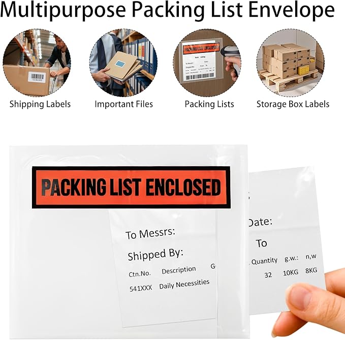 1000 Pack Packing List Envelopes, 4.5" x 5.5" Clear Shipping Label Envelope - Image 4