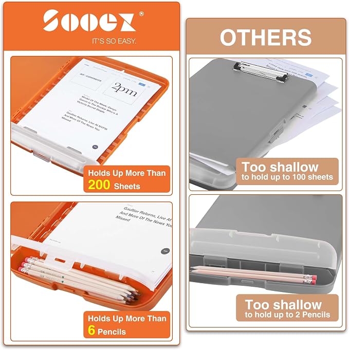 Sooez Clipboards with Storage, High Capacity Clip Boards 8.5x11 with Storage - Image 3