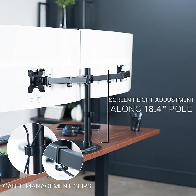 VIVO Dual LED LCD Monitor Free-Standing Desk Stand - Image 7