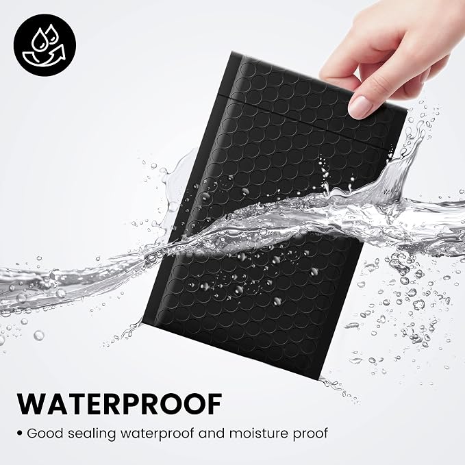 Fuxury Black Bubble Mailers 4x8" 4000 Pack, Waterproof Padded Envelopes Self - Image 5