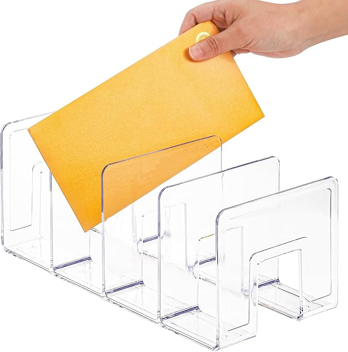 Lawei 4 Pack Acrylic File Sorter, 4-Section Clear Desktop File Folder Holder - Image 4