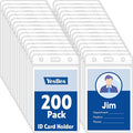 200 Pcs Vertical Badge Holders, Waterproof ID Badge Holder, Credit Cards by YesBes