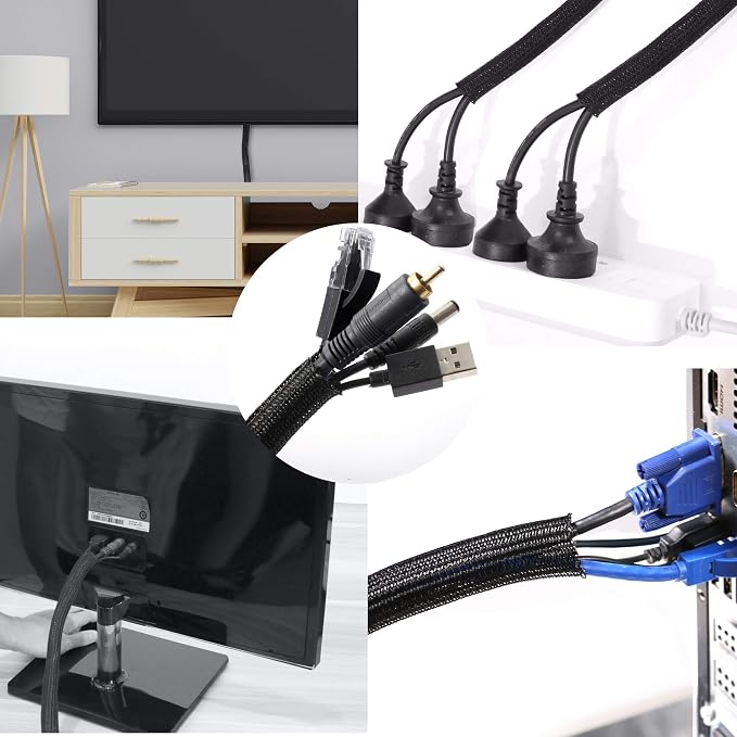 10ft - 3/4 inch Braided Cable Management Sleeve Cord Protector - Self-Wrapping - Image 5