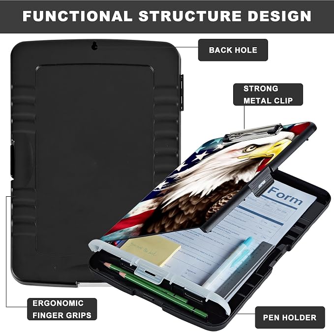 Clipboard with Storage, Heavy Duty Plastic Storage Clipboard with Low Profile - Image 6