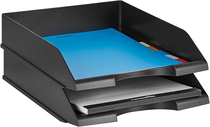 Amazon Basics Rectangular Stackable Desk Organizer Office Letter Tray, File - Image 2