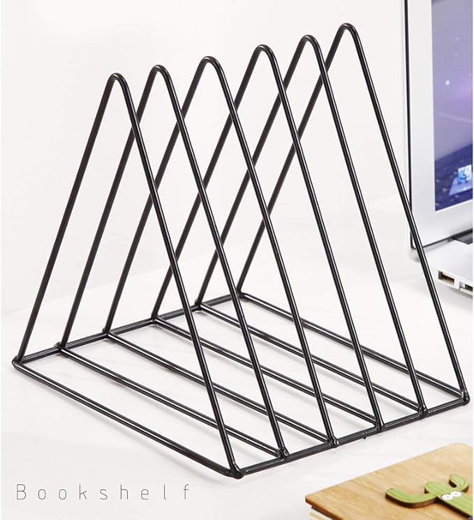 QPEY Triangle File Holder, 5 Slot Metal Vinyl Record Stand Holder Magazine - Image 3