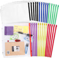 30 Pack Binder Pockets, 3 Ring Hole Binder Pouch, PVC Loose Leaf Binder Sleeves by Mezchi