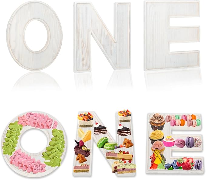 3pcs The Letters ONE Wooden Charcuterie Board, 12 Inch Larger 1st Birthday Food by Aksipo