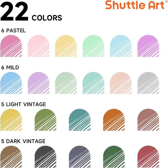 Shuttle Art Colored Retractable Gel Pens, 22 Ink Colors, 6 Mild 6 Pastel 5 - Image 2
