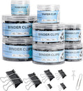 408 PCS Binder Clips Paper Clamps Assorted Sizes and Push Pins, Binding by WORPSON