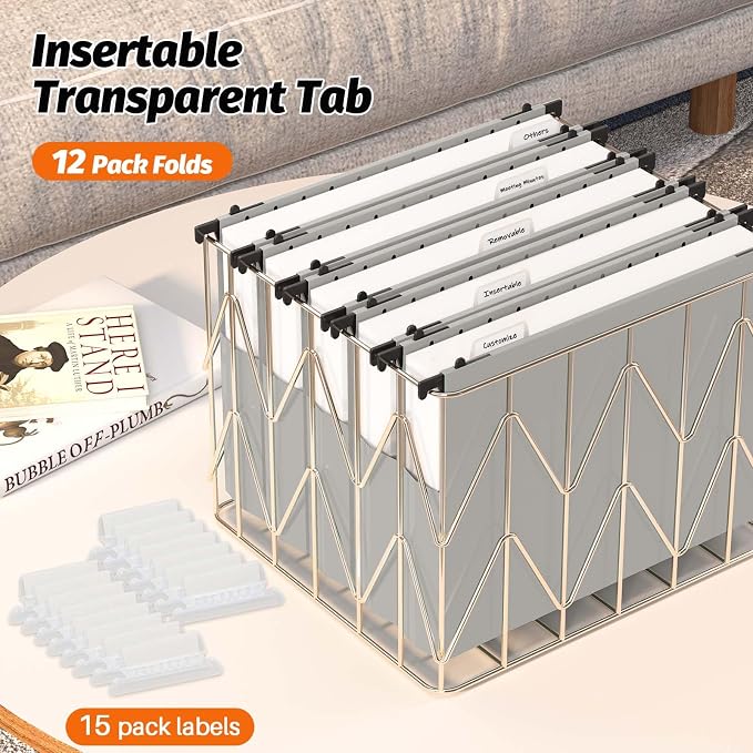 Shutex Extra Capacity Plastic Hanging File Folders, 12 Pack Reinforced - Image 6