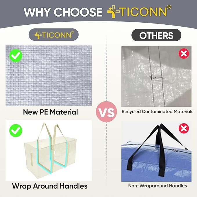 TICONN 2 Pack Extra Large Moving Bags Heavy Duty - Image 4