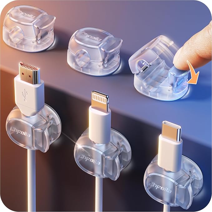 Chfeila 6 Pack Cable Clips, Dorm Room Essentials by Chfeila