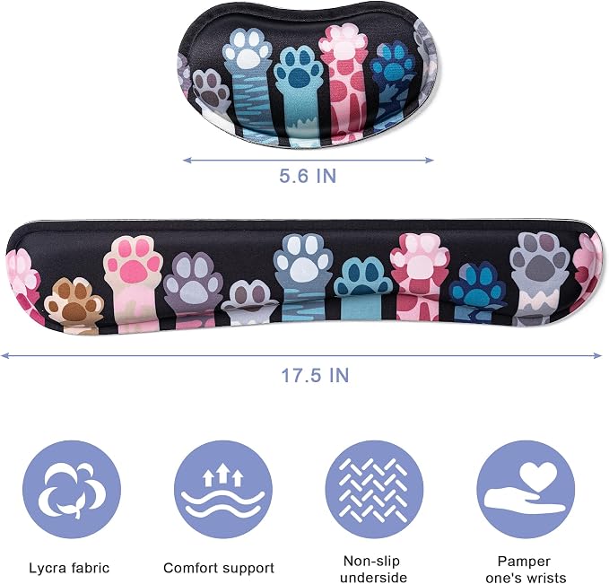 Hoewina Keyboard Wrist Rest, Ergonomic Wrist Rest, Superfine Fabric and Gel - Image 2
