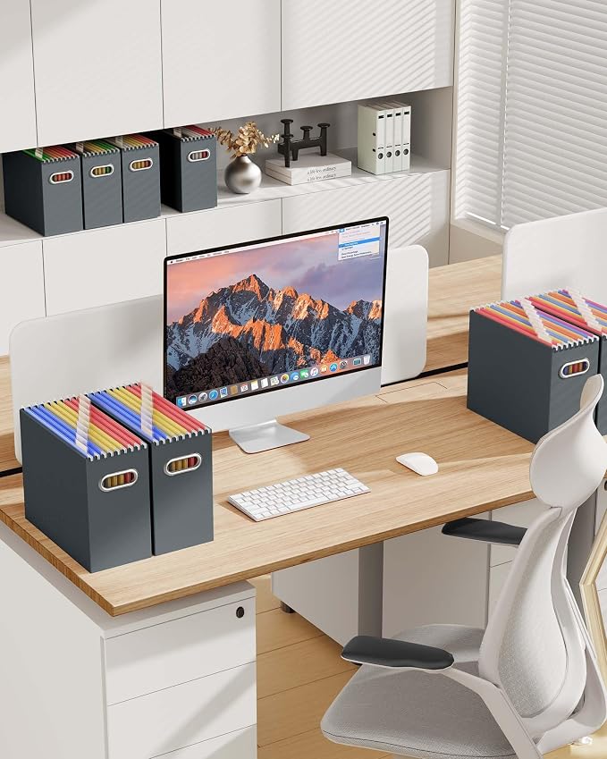 Oterri File Organizer Box, Portable Collapsible Cardboard File Folder Organizer - Image 3