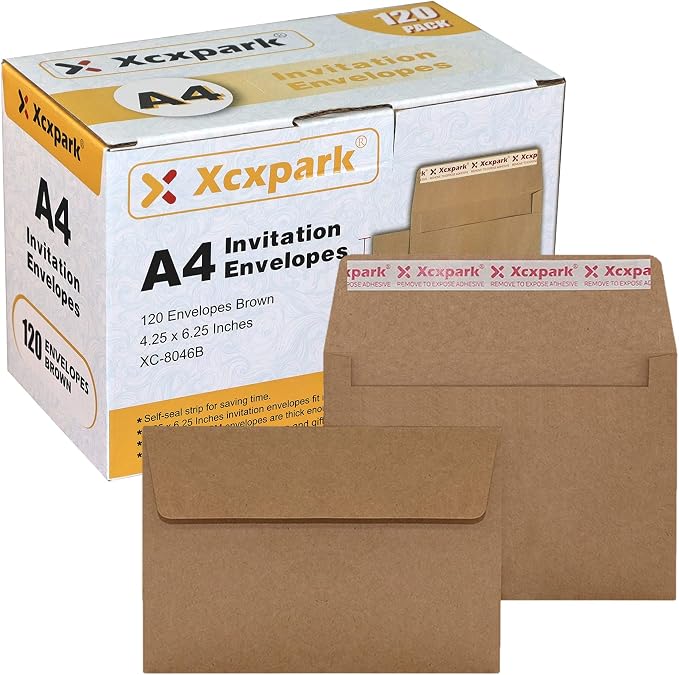 Xxcxpark 120 Qty Printable A4 Invitation Envelopes 4.25 x 6.25 Cards, Self Seal by Xxcxpark