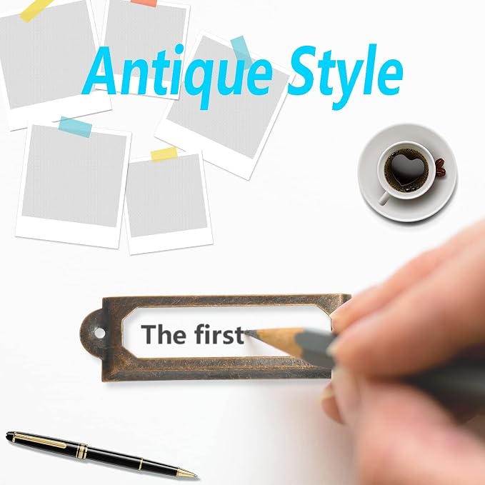 Piutouyar 40Pcs Antique Label Holder 60mm x 17mm Metal Name Card Frame - Image 4